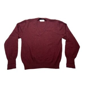 VINTAGE Woodward Sweater Mens XL Maroon LAMBSWOOL  V-Neck Preppy Classic 80s 90s